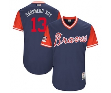 Men's Atlanta Braves 13 Ronald Acuna Jr. Sabanero Soy Majestic Navy 2018 Players' Weekend Authentic Jersey