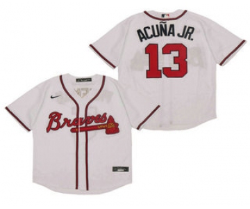 Men's Atlanta Braves #13 Ronald Acuna Jr. White Stitched MLB Cool Base Nike Jersey