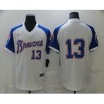 Men's Atlanta Braves #13 Ronald Acuna Jr. White Stitched MLB Throwback Nike Jersey