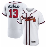 Men's White Atlanta Braves #13 Ronald Acuna Jr. 2021 World Series Champions Stitched Baseball Jersey