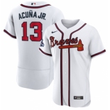 Men's White Atlanta Braves #13 Ronald Acuna Jr. 2021 World Series Champions Stitched Baseball Jersey