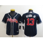 Youth Atlanta Braves #13 Ronald Acuna Jr. Navy Blue Stitched MLB Cool Base Nike Jersey