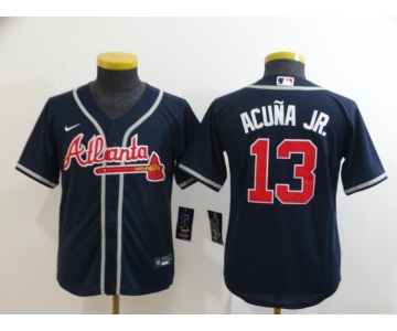 Youth Atlanta Braves #13 Ronald Acuna Jr. Navy Blue Stitched MLB Cool Base Nike Jersey