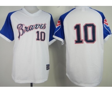 Atlanta Braves #10 Chipper Jones 1974 White Throwback Jersey