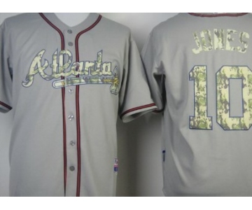 Atlanta Braves #10 Chipper Jones Gray With Camo Jersey