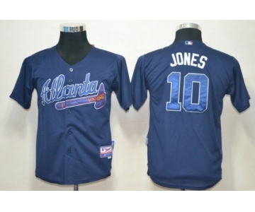 Atlanta Braves #10 Chipper Jones Navy Blue Kids Jersey