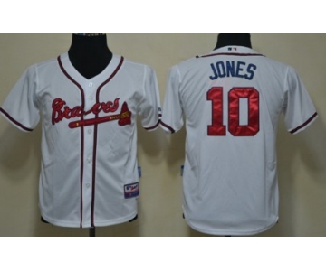 Atlanta Braves #10 Chipper Jones White Kids Jersey
