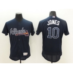 Men's Atlanta Braves #10 Chipper Jones Retired Navy Blue 2016 Flexbase Majestic Baseball Jersey