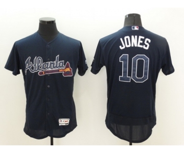 Men's Atlanta Braves #10 Chipper Jones Retired Navy Blue 2016 Flexbase Majestic Baseball Jersey