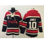 Men's Atlanta Braves #10 Chipper Jones Retired Navy Blue Stitched MLB Baseball Hoodie