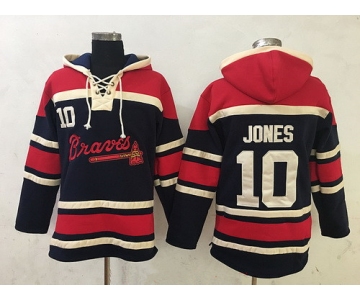 Men's Atlanta Braves #10 Chipper Jones Retired Navy Blue Stitched MLB Baseball Hoodie