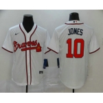 Men's Atlanta Braves #10 Chipper Jones White Stitched MLB Cool Base Nike Jersey
