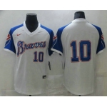 Men's Atlanta Braves #10 Chipper Jones White Stitched MLB Throwback Nike Jersey
