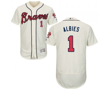Atlanta Braves 1 Ozzie Albies Cream Flexbase Authentic Collection Stitched Baseball Jersey