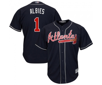 Braves #1 Ozzie Albies Navy Blue Cool Base Stitched Youth Baseball Jersey