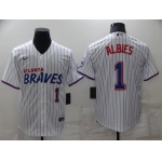 Men's Atlanta Braves #1 Ozzie Albies White 2021 City Connect Stitched MLB Cool Base Nike Jersey