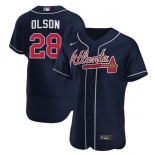 Men's Atlanta Braves #28 Matt Olson Navy Flex Base Stitched Baseball Jersey