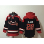 Men's Atlanta Braves #28 Matt Olson Navy Red Ageless Must-Have Lace-Up Pullover Hoodie