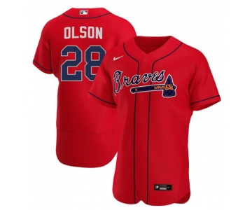 Men's Atlanta Braves #28 Matt Olson Red Flex Base Stitched Baseball Jersey