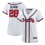 Women's Atlanta Braves #28 Matt Olson White Cool Base Stitched Jersey