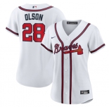 Women's Atlanta Braves #28 Matt Olson White Cool Base Stitched Jersey