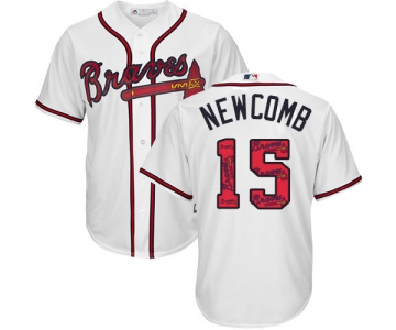 Atlanta Braves #15 Men's Sean Newcomb Authentic White Team Logo Fashion Cool Base Baseball Jersey