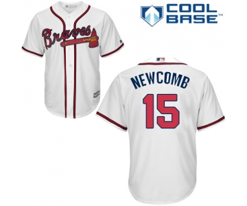 Atlanta Braves #15 Men's Sean Newcomb Replica White Home Cool Base Baseball Jersey