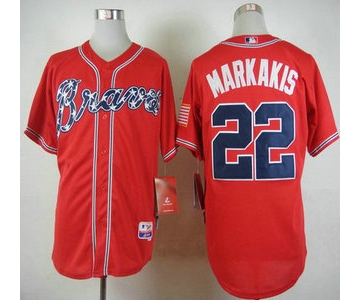 Atlanta Braves #22 Nick Markakis Alternate Red 2014 MLB Cool Base Jersey
