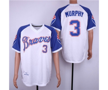 Atlanta Braves 3 Dale Murphy White 1974 Throwback Jersey