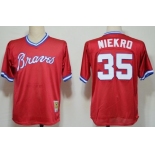Atlanta Braves #35 Phil Niekro Mesh BP Red Throwback Jersey