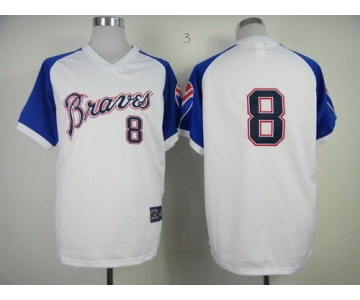 Atlanta Braves #8 Bob Uecker 1974 White Throwback Jersey