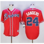 Braves #24 Deion Sanders Red New Cool Base Stitched MLB Jersey