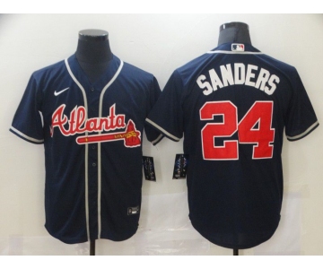 Men Atlanta Braves 24 Sanders Blue Game Nike MLB Jerseys