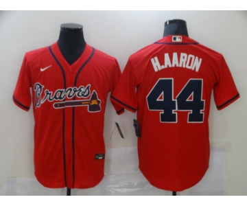 Men Atlanta Braves 44 H.aaron Red Game Nike MLB Jerseys