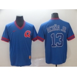 Men's Atlanta Braves 13 Ronald Acuna Jr Blue Throwback Jersey