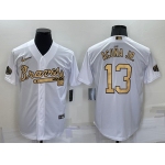 Men's Atlanta Braves #13 Ronald Acuna Jr White 2022 All Star Stitched Cool Base Nike Jersey