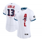 Men's Atlanta Braves #13 Ronald Acuña Jr. 2021 White All-Star Flex Base Stitched MLB Jersey