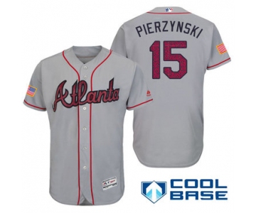 Men's Atlanta Braves #15 A.J. Pierzynski Gray Stars & Stripes Fashion Independence Day Stitched MLB Majestic Cool Base Jersey