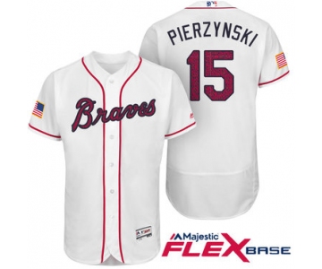 Men's Atlanta Braves #15 A.J. Pierzynski White Stars & Stripes Fashion Independence Day Stitched MLB Majestic Flex Base Jersey