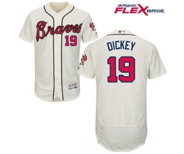 Men's Atlanta Braves #19 R.A. Dickey Cream Alternate Stitched MLB Majestic Flex Base Jersey