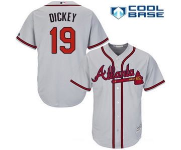 Men's Atlanta Braves #19 R.A. Dickey Gray Road Stitched MLB Majestic Cool Base Jersey