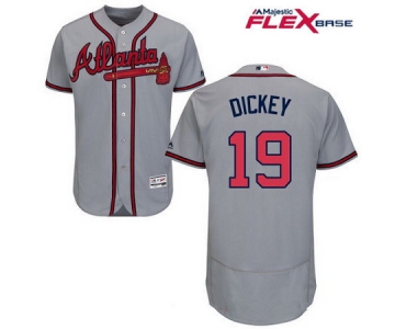Men's Atlanta Braves #19 R.A. Dickey Gray Road Stitched MLB Majestic Flex Base Jersey