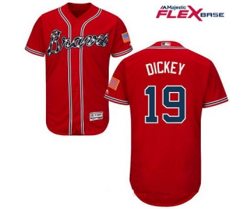 Men's Atlanta Braves #19 R.A. Dickey Red Alternate Stitched MLB Majestic Flex Base Jersey