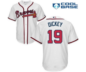 Men's Atlanta Braves #19 R.A. Dickey White Home Stitched MLB Majestic Cool Base Jersey
