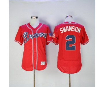 Men's Atlanta Braves #2 Dansby Swanson Red Stitched MLB 2016 Majestic Flex Base Jersey