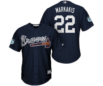 Men's Atlanta Braves #22 Nick Markakis Navy Blue 2017 Spring Training Stitched MLB Majestic Cool Base Jersey