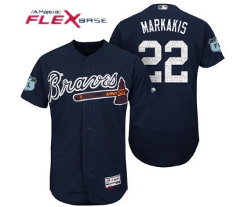 Men's Atlanta Braves #22 Nick Markakis Navy Blue 2017 Spring Training Stitched MLB Majestic Flex Base Jersey