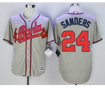 Men's Atlanta Braves #24 Deion Sanders Grey New Cool Base Jersey