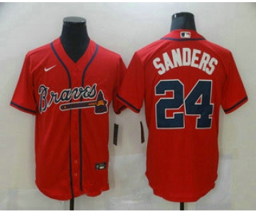 Men's Atlanta Braves #24 Deion Sanders Red Stitched MLB Cool Base Nike Jersey