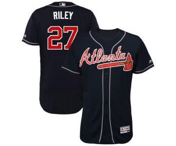 Men's Atlanta Braves #27 Austin Riley Navy Flex Base Stitched Jersey